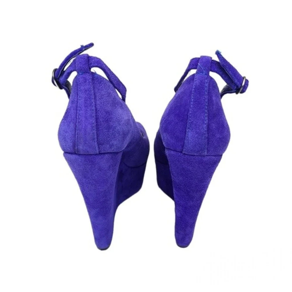 Sole Society Louisa Blue Violet Suede Wedges 6